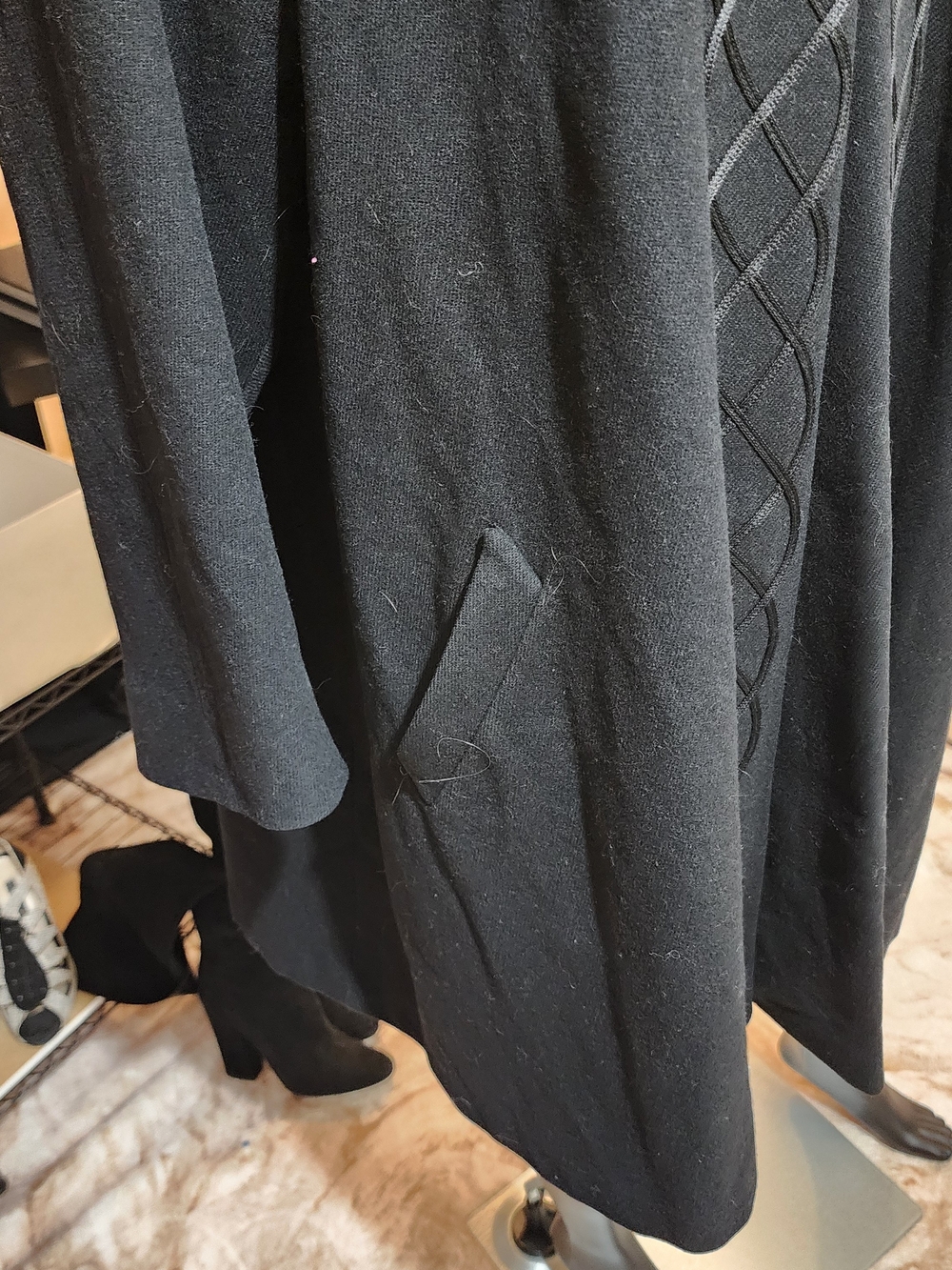 Vintage 80s ALORNA 100% Wool Cape Coat Braided Trim Avant Garde M/L - Picture 6 of 13
